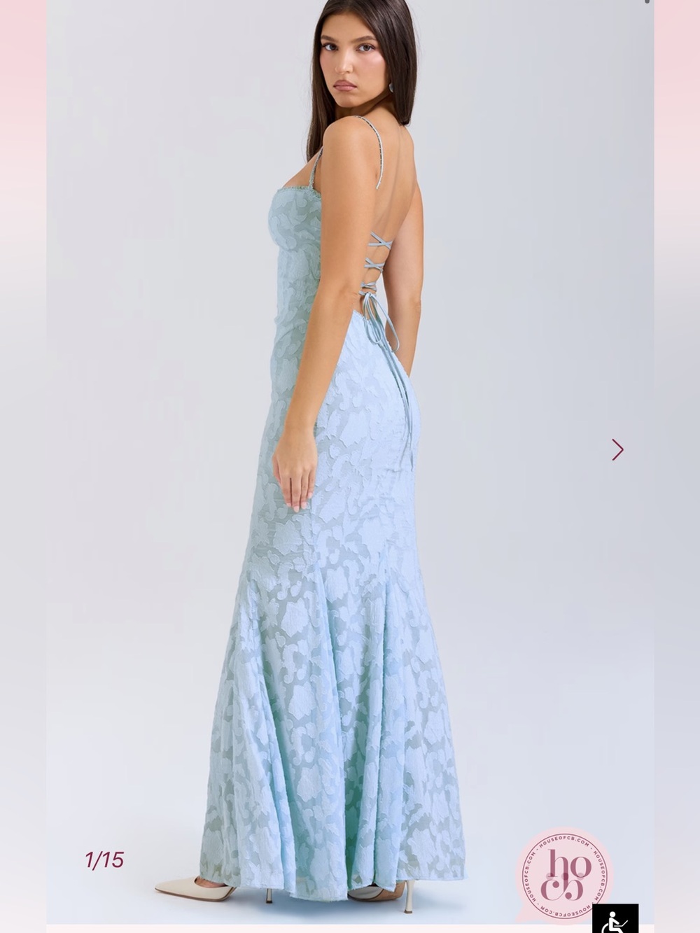 House of CB JOAN Bluebell Lace Up Back Maxi Dress - Picture 2 of 13